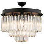 Nilay Siyah Kristalli Taşlı Modern Tasarım Kristal Salon Avize