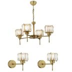 Sadem 4 Lü Eskitme 3 Parça Kristalli Taşlı Modern Tasarım Kristal Salon Avize-Aplik Seti