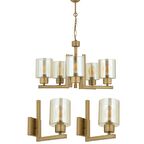 Tasse 5 Li Eskitme Boyalı Avize Bal Camlı Salon Avize 3 Parça Avize Seti