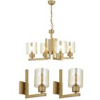 Tasse 4 Lü Eskitme Boyalı Avize Bal Camlı Salon Avize 3 Parça Avize Seti