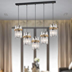 Apatit 5'li Sıralı Siyah Eskitme Kristal Taşlı Modern Koridor Yatak Odası Salon Kristalli Avize