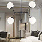 Moldovit 4lü Siyah Beyaz Camlı Modern Koridor Yatak Odası Salon Avize