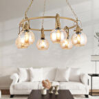 Cherish 4'lü Yuvarlak Eskitme Bal Camlı Modern Oturma Odası Salon Avize