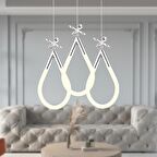 Vojens 3'lü Yuvarlak Krom Ledli Kelebek Detaylı Modern Koridor, Yatak Odası Salon Sarkıt Led Avize