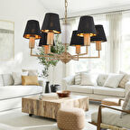 Ellery 6'lı Eskitme Siyah Şapkalı Modern Plafonyer Genç Odası Yatak Odası Retro Salon Avize