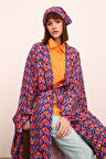 Mor-Pembe-Bol Kollu Uzun Kimono