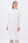 Beyaz-Gizli Patlı Gömlek Tunik