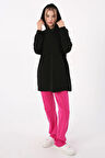 Siyah-Kapüşonlu Sweat Tunik