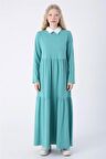 Gömlek Yaka Cepli Elbise 60120Turkuaz