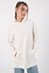 Beyaz-Kapüşonlu Sweat Tunik