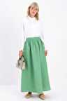Yeşil-Keten Kloş Etek
