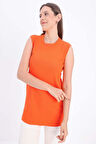 Turuncu-Pamuklu Fitilli Kolsuz T-Shirt
