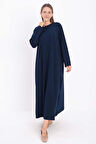 Lacivert-Uzun Kollu İçlik Elbise