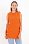 Turuncu-Kolsuz T-Shirt Tunik