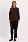 Kahve-MANŞETİ DUBLE KATLAMALI TUNİK
