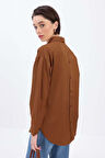 Kahve-ÖNDEN VE ARKADAN DÜĞMELİ GÖMLEK TUNİK