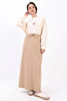 Bej-İki Cepli Etek