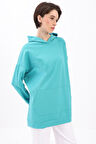 Turkuaz-Kapüşonlu Sweat Tunik