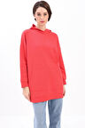 Nar Çiçeği-Kapüşonlu Sweat Tunik