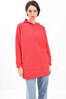 Nar Çiçeği-Kapüşonlu Sweat Tunik