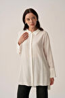 Beyaz-Kırışık Efektli Şık Poplin Gömlek