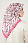 Levidor Fuşya LVD Baskılı Trend Twill Eşarp