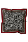 Kırmızı Mini Leopar Twill İpek Eşarp