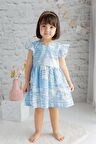 Kız Çocuk Desenli Dokuma Elbise