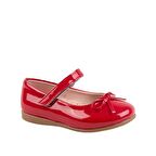 Jessica Tek Cırtlı PU Deri Kız Çocuk Babet Ayakkabı Kırmızı