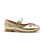 Jessica Tek Cırtlı Pu Deri Kız Çocuk Babet Ayakkkabı Altın