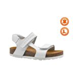 Zoey Çift Cırtlı Deri Unisex Çocuk Sandalet Beyaz