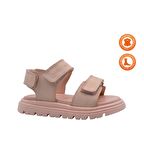 Felisa Çift Cırtlı Hakiki Deri Kız Çocuk Sandalet Pudra Rengi