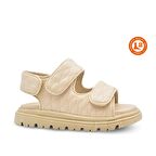 Lady Çift Cırtlı Vegan Deri Kız Çocuk Sandalet Bej