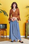 Bohem Tarz Katlı Salaş Beli Lastikli Uzun Etek
