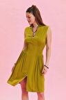 Dik Yaka Fermuar Detaylı Yazlık Elbise