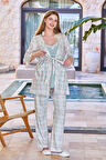 Cossy By Aqua Kadın Yeşil Ekose Desenli 3'lü Lohusa Pijama Takım A25631 