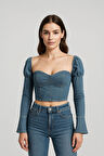 Karpuz Kol Açık Mavi Denim Büstiyer