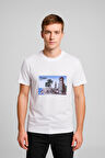 Erkek Bisiklet Yaka %100 Pamuk Belek Baskılı Kısa Kollu T-shirt