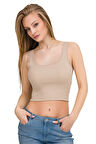 Kadın Elastan Kaşkorse Dantelli Crop