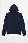 Erkek Fermuarlı Kapüşonlu İçi Polarlı Lacivert Sweatshirt