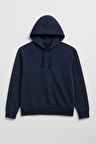Erkek Kapüşonlu İçi Polarlı Lacivert Sweatshirt
