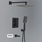 Duxxa Pera Kare Termostatik Ankastre Duş Seti Siyah D.052.MS