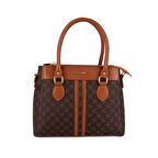 Elvin El ve Omuz Çantası Kahve Baskılı