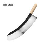 Ahşap Saplı Karbon Çelik Zırh 50 Cm