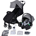 Wow Kabin Boy Tek Elle Kolay Katlanır Travel Bebek Arabası Autofold Grey Black