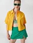 Kadın Giyim Gömlek Pamuklu Kısa Kollu 2SAK60188CW Sarı