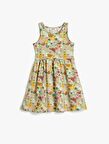 Koton Kız Çocuk Midi Elbise Kolsuz Yuvarlak Yaka Kelebek Baskılı Pamuklu