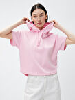 Kısa Kollu Sweatshirt Kapüşonlu