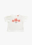Koton Ekru Kız Bebek Bisiklet Yaka Kısa Kollu Baskılı T-Shirt 3SMG10102AK