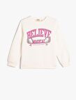 4WKG10117AK Koton Kız Çocuk  Sweat EKRU